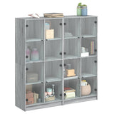 Bookcase with Doors Grey Sonoma 136x37x142 cm Engineered Wood 3206522