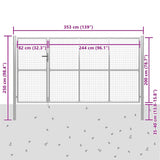 Garden Gate Steel 350x200 cm Silver 144345