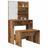 Dressing Table Set with LED Old Wood Engineered Wood 3329183