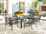 Seven-Piece Minimal Metal Garden Dining Set, with Parasol Hole - Black T3398P319949
