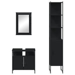 ZNTS 3 Piece Bathroom Furniture Set Black Engineered Wood 3214795