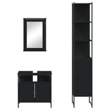 ZNTS 3 Piece Bathroom Furniture Set Black Engineered Wood 3214795