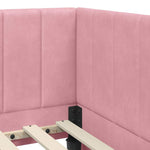 Corner Bed Frame with Headboard Pink 90 x 190 cm Velvet 42016341