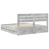 Bed Frame with Drawer Concrete Grey 200 x 200 cm Engineer Wood 3411481