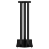 Speaker Stands 2 pcs Black Tempered Glass 3 Pillars Design 51804