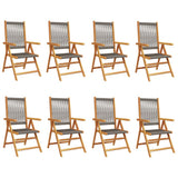 Reclining Garden Chairs 8 pcs Grey Solid Wood Acacia 3214534