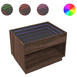 Coffee Table with Infinity LED Brown Oak 70x50x50 cm 847664