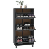 Shoe Cabinet HAMAR Dark Grey 59.5x35x117 cm Solid Wood Pine 340514