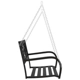 Garden Swing Bench Black Steel and Plastic Medium 317145