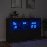Sideboard Black Engineered wood, Glass Large Sideboard 3209143