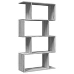 ZNTS Room Divider Bookcase 4-Tier Grey Sonoma 70x24x129 cm Engineered Wood 858107