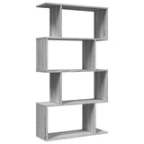 Room Divider Bookcase 4-Tier Grey Sonoma 70x24x129 cm Engineered Wood 858107
