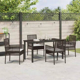 Garden Dining Set with Cushion 5 pcs Brown Poly Rattan 3379872