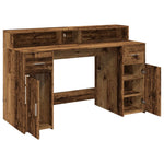 Desk with LED Lights Old Wood 140x55x91 cm Engineered Wood 3309427