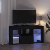 Corner LED TV Cabinet Black 100 x 40 x 50 cm Engineered Wood 889796