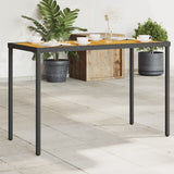 Garden Table Black PE rattan, powder-coated steel, solid acacia wood 365077