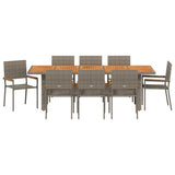 Garden Dining Set 9 pcs Grey Poly Rattan 3365421