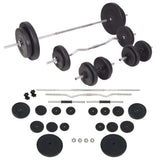 Workout Bench with Weight Rack, Barbell and Dumbbell Set 90 kg 275372