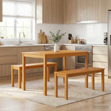 Dining Set 3 pcs Natural Solid Oak Wood 3430271