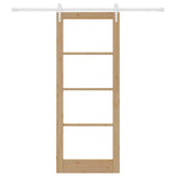 Sliding Door Natural 83 x 211 cm Solid Pine Wood and Glass 3332419
