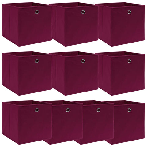 ZNTS Storage Boxes 10 pcs Dark Red 32x32x32 cm Fabric 288343