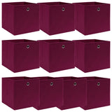 Storage Boxes 10 pcs Dark Red 32x32x32 cm Fabric 288343
