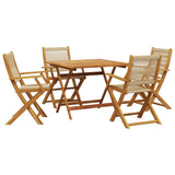 5 Piece Garden Dining Set Beige Polypropylene and Solid Wood 3281831