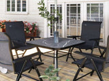 Square Outdoor Table, Patio Bistro Coffee Table with Faux-marbled Top and 42mm Umbrella Hole for T3398P322144