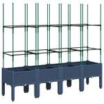 Garden Planter with Trellis Blue Grey 160x40x142.5 cm PP 367961