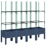 Garden Planter with Trellis Blue Grey 160x40x142.5 cm PP 367961