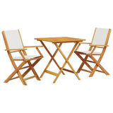 Bistro Set Cream White Solid acacia wood, Fabric 3281880