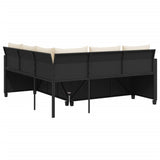 Garden Sofa with Table and Cushions L-shaped Black Poly Rattan 369039