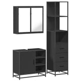 ZNTS 3 Piece Bathroom Furniture Set Black Engineered Wood 3301145