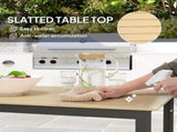Garden Table for 6 People, 175 x 78 x 75 cm Rectangle Outdoor Dining Table with Slatted Top, Metal T3398P327919