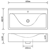Wash Basin with Overflow 60x46x16 cm Ceramic Silver 143502