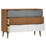 Drawer Cabinet MOLDE Brown 113x40x80 cm Solid Wood Pine 350507