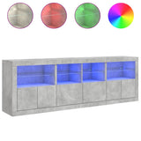 Sideboard with LED Lights Concrete Grey 202x37x67 cm 3209012