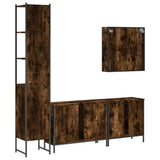 4 Piece Bathroom Cabinet Set Smoked Oak Engineered Wood 3214752
