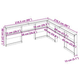 Bookcase Headboard L-Shaped White 200 cm Solid Wood Pine 859254