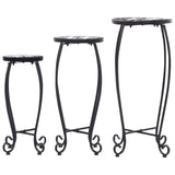 Table Set of 3 Black and White Iron and Ceramic Small Durable 46703