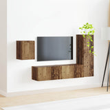 TV Cabinet Set Wall-mounted 4 pcs Old Wood Engineered Wood 3409004
