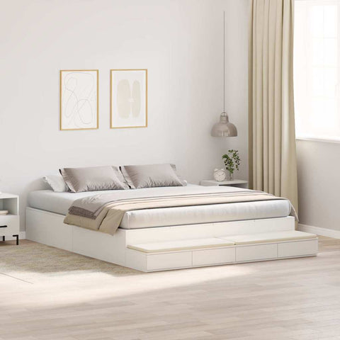 Storage Bed Frame White 236.5 x 200 x 31.5 cm Engineered wood 3335621