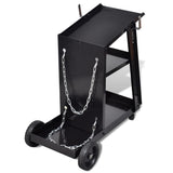 ZNTS Welding Cart Black Trolley with 3 Shelves Workshop Organiser 140950