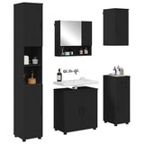 Bathroom Furniture Set 5 pcs Black Engineered wood & Metal 3392994