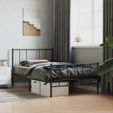 Metal Bed Frame without Mattress with Footboard Black 75x190cm 352488