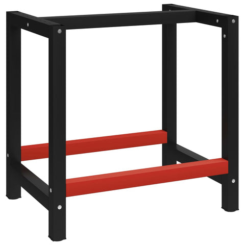 ZNTS Work Bench Frame Metal 80x57x79 cm Black and Red 147923