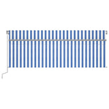 3069421 Manual Retractable Awning with Blind&LED 4x3m Blue&White
