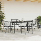 5 Piece Garden Dining Set Black Poly Rattan Glass 3334586