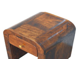 Solid Wood Mini Darcy Chestnut Nightstand with Curved Edges, 1 Drawer, Dark Brown B2743P403470