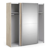 Verona Sliding Wardrobe 180cm in Oak with Oak and Mirror Doors with 2 Shelves 7037528238